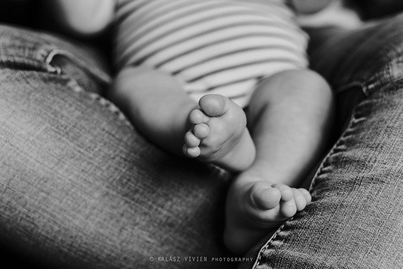 láb, baba, részlet, fekete-fehér, fotó